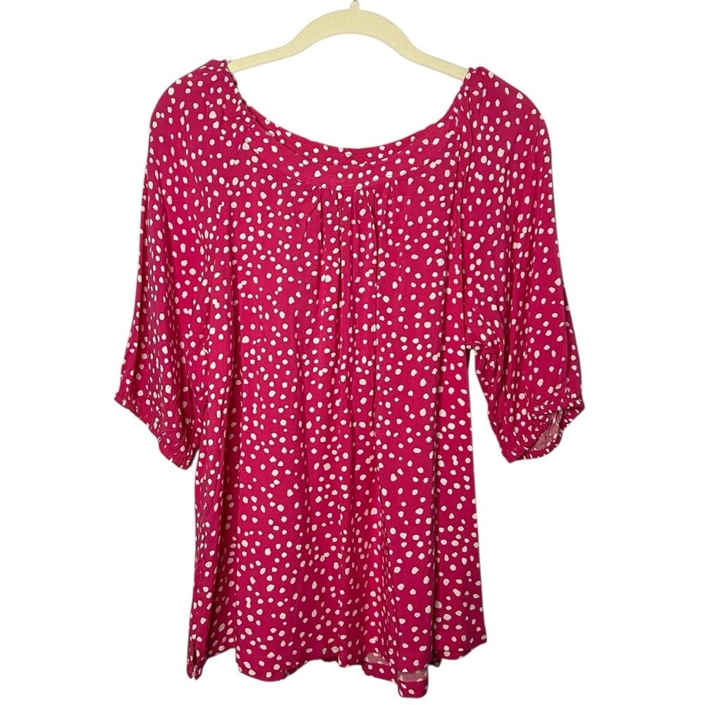 Alexander Jordan Stylish Pink Polka Dot Women's Top NWT! Size XL